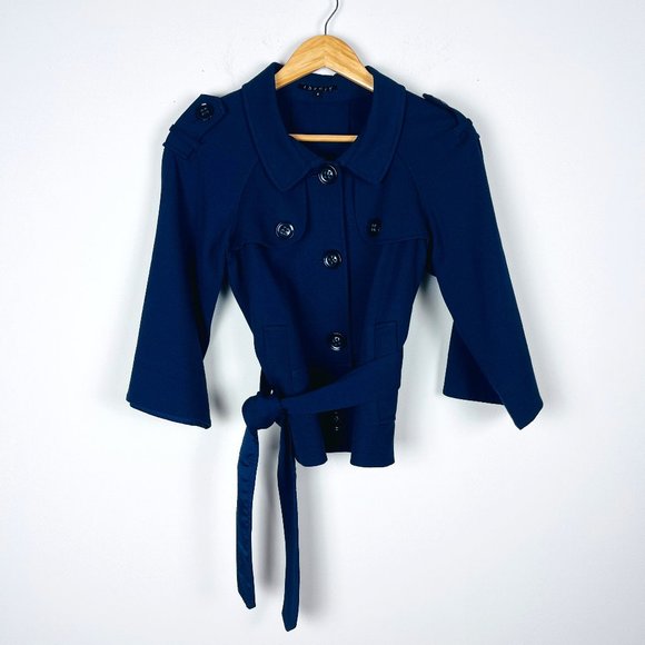 Theory Jackets & Blazers - Theory Navy Cropped Trench Jacket S